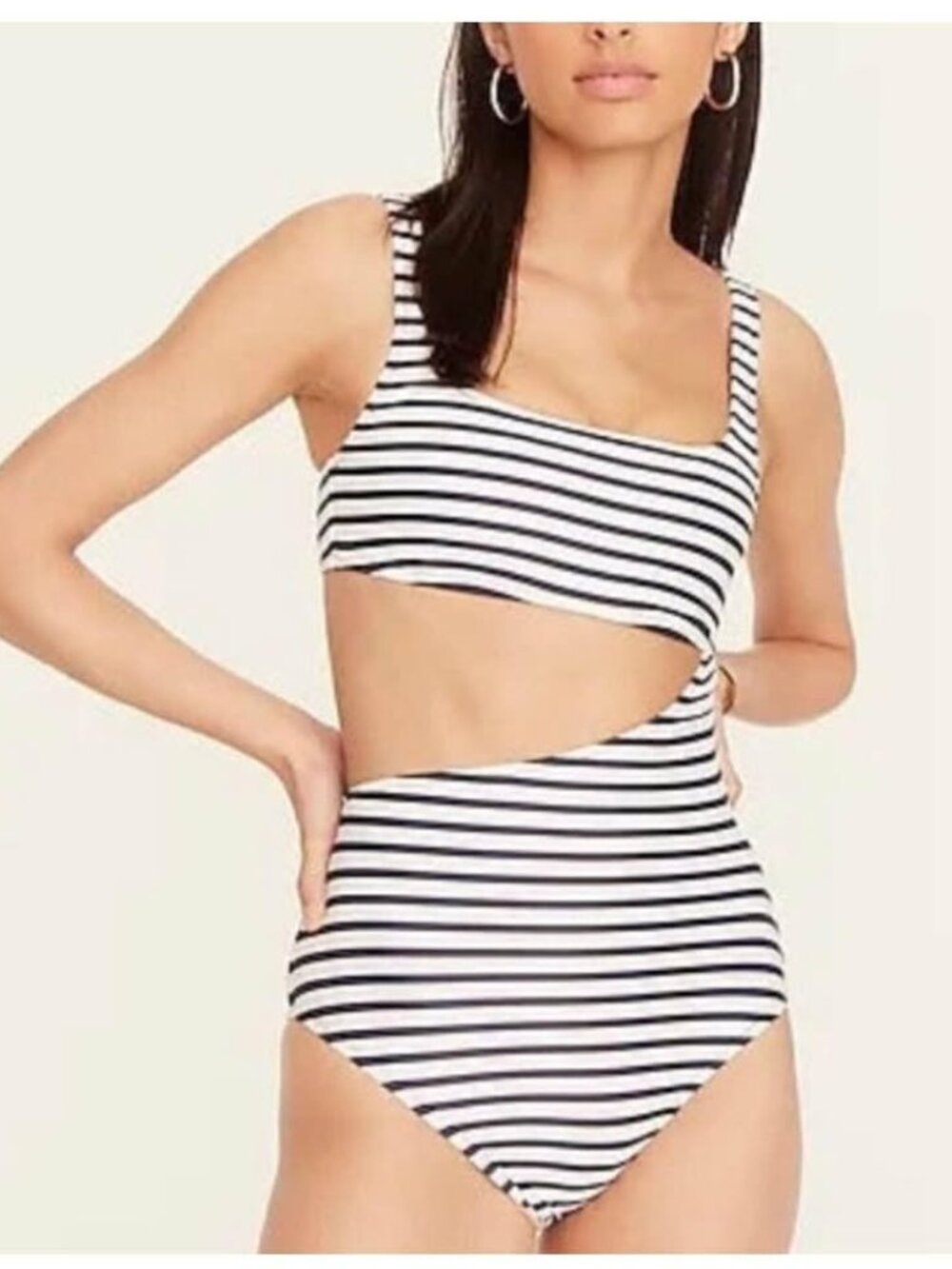 J Crew Striped Cutout Swimsuit